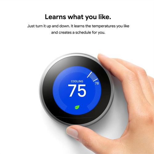 Google Nest 3rd Generation Learning Smart Thermostat - Stainless Steel