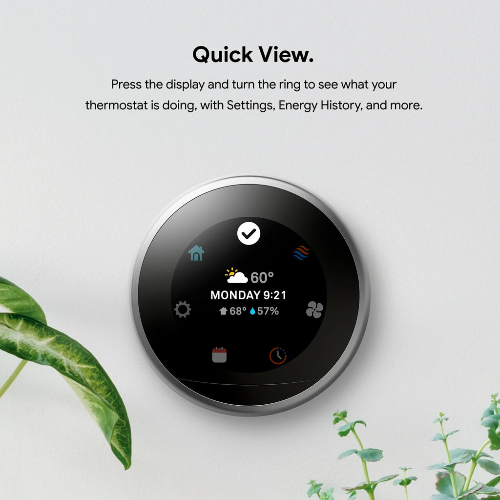 Google Nest 3rd Generation Learning Smart Thermostat - Stainless Steel