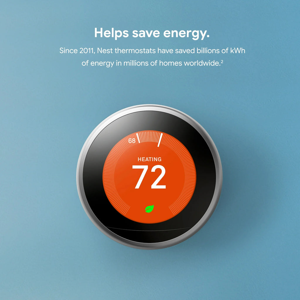 Google Nest 3rd Generation Learning Smart Thermostat - Stainless Steel