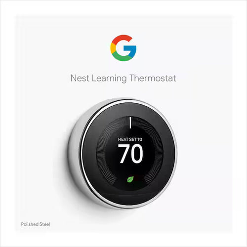 Google Nest 3rd Generation Learning Smart Thermostat - Polished Steel